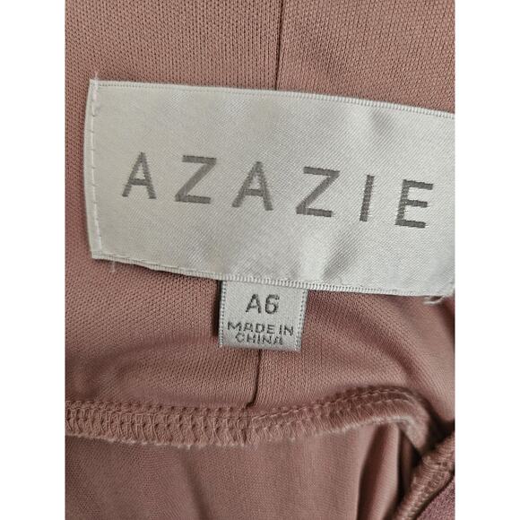 Azazie Womens Tanicia Bridesmaids Dress Pink Pleated Sleeveless Slit Zip Size A6 - Picture 4 of 7